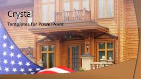  Presentation with usa flag - Colorful PPT theme enhanced with united estates patriot symbol - waving usa flag and house backdrop and a  colored foreground