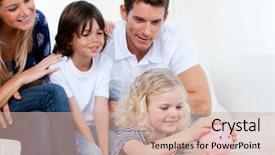  Presentation with united - Presentation theme having united family playing together background and a soft green colored foreground