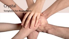  Presentation with united - Presentation theme with positive attitude - united hands background and a coral colored foreground