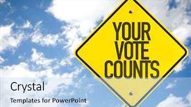  Presentation with vote - PPT layouts consisting of united nation global change - your vote counts sign background and a light blue colored foreground