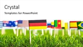  Presentation with green grass texture in soccer - Colorful slides enhanced with united nations argentina - paper cut of flags backdrop and a  colored foreground