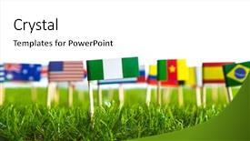  Presentation with green grass texture in soccer - Slides with united nations argentina - paper cut of flags background and a  colored foreground