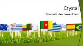  Presentation with green grass texture in soccer - Colorful theme enhanced with united nations argentina - paper cut of flags backdrop and a  colored foreground