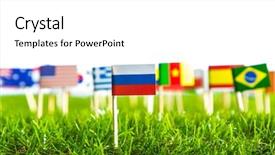  Presentation with green grass texture in soccer - Presentation enhanced with united nations argentina - paper cut of flags background and a  colored foreground