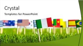  Presentation with green grass texture in soccer - Presentation theme with united nations argentina - paper cut of flags background and a  colored foreground