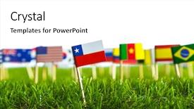  Presentation with green grass texture in soccer - Presentation theme enhanced with united nations argentina - paper cut of flags background and a  colored foreground