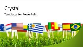  Presentation with green grass texture in soccer - Beautiful presentation theme featuring united nations argentina - paper cut of flags backdrop and a  colored foreground