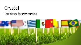  Presentation with green grass texture in soccer - Audience pleasing PPT theme consisting of united nations argentina - paper cut of flags backdrop and a white colored foreground