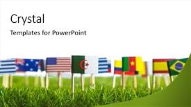  Presentation with green grass texture in soccer - Presentation featuring united nations argentina - paper cut of flags background and a  colored foreground