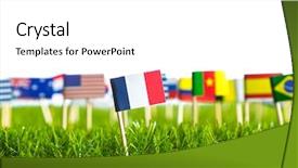  Presentation with green grass texture in soccer - Cool new slide deck with united nations argentina - paper cut of flags backdrop and a  colored foreground