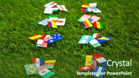  Presentation with green grass texture in soccer - Cool new PPT layouts with united nations argentina - paper cut of flags backdrop and a  colored foreground