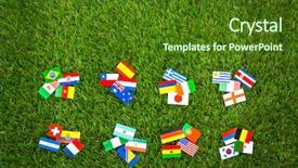  Presentation with green grass texture in soccer - Slide set with united nations argentina - paper cut of flags background and a  colored foreground