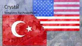  Presentation with america - Amazing theme having united nations economics - flags of america and turkey backdrop and a light blue colored foreground