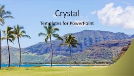  Presentation with hawaii - Presentation theme featuring united states - beautiful landscapes in oahu island background and a light blue colored foreground