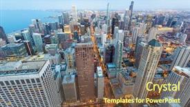  Presentation with chicago - Presentation design consisting of united states - chicago cityscape at coast background and a tawny brown colored foreground