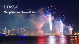  Presentation with new york night - Beautiful PPT layouts featuring united states - midtown new york city urban backdrop and a navy blue colored foreground