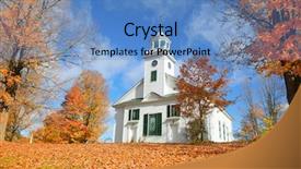  Presentation with fall foliage - PPT theme consisting of united states - small church in typical new background and a teal colored foreground