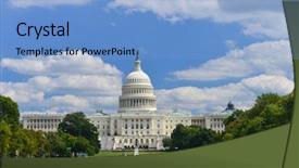  Presentation with united states capitol building - Slide set featuring united states - washington dc us capitol building background and a light blue colored foreground