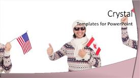  Presentation with canada flag - Slide deck having united states canada - man with flag isolated background and a cream colored foreground