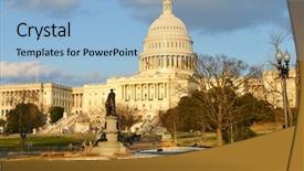  Presentation with united states capitol building - Presentation theme with united states capitol building background and a light blue colored foreground