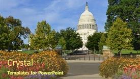  Presentation with united states capitol building - Presentation theme featuring united states capitol building in springtime - washington dc usa background and a tawny brown colored foreground
