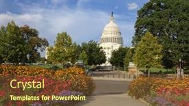  Presentation with united states capitol building - Presentation design with united states capitol building in springtime - washington dc usa background and a tawny brown colored foreground