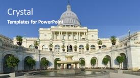  Presentation with united states capitol building - Audience pleasing PPT theme consisting of united states capitol building in washington dc usa backdrop and a teal colored foreground