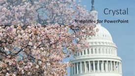  Presentation with springtime - Slide deck having united states capitol in springtime - washington dc background and a light blue colored foreground