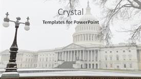  Presentation with blizzard - Audience pleasing PPT theme consisting of united states capitol in a blizzard - washington dc united states backdrop and a white colored foreground