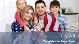  Presentation with wrapped flag - PPT theme consisting of united states constitution - happy parents wrapped in usa background and a ocean colored foreground