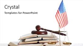  Presentation with usa flag - Slides having united states constitution - wooden gavel with justice scales background and a white colored foreground