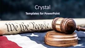  Presentation with united states constitution - Amazing slide deck having united-states-constitution-rolled-up backdrop and a navy blue colored foreground