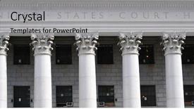  Presentation with house building - Audience pleasing theme consisting of united states court house building backdrop and a light gray colored foreground