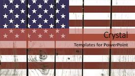  Presentation with united states flag - Presentation design featuring united states flag on wooden background and a red colored foreground