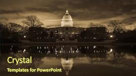  Presentation with united states capitol building - Amazing PPT theme having united states history - capitol building with mirror reflection backdrop and a tawny brown colored foreground