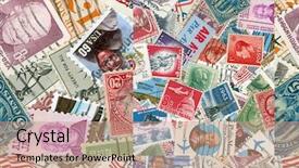  Presentation with united states - Beautiful PPT theme featuring united states history - collection of us vintage postmarks backdrop and a coral colored foreground