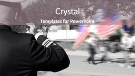  Presentation with veterans - Presentation theme having united states history - navy officer saluting veterans background and a gray colored foreground