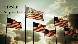  Presentation with united states flag - Cool new slide deck with united states national flag flying backdrop and a mint green colored foreground