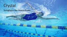  Presentation with united states - Amazing slide deck having united states swimsuit while swimming backdrop and a light blue colored foreground