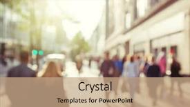  Presentation with people street - Amazing PPT theme having united way - people in bokeh street backdrop and a coral colored foreground