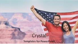  Presentation with north american travel women - Theme with united win - usa flag american travel tourists background and a coral colored foreground