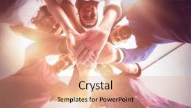  Presentation with people unity - Audience pleasing slide set consisting of unity 3d - business people forming hands stack backdrop and a coral colored foreground