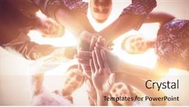  Presentation with five business people standing together and smiling - Amazing slide set having unity 3d - directly below portrait of smiling backdrop and a lemonade colored foreground