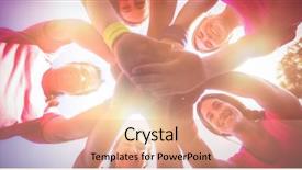  Presentation with boot camp - Audience pleasing presentation theme consisting of unity 3d - group of women forming hand backdrop and a coral colored foreground