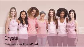  Presentation with women safety against harrasment - Slides enhanced with unity 3d - happy multiethnic women standing together background and a coral colored foreground