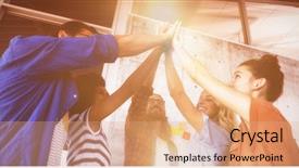  Presentation with low angle view of fictitious - Slide deck enhanced with unity 3d - low angle view of cheerful background and a coral colored foreground