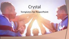  Presentation with unity - Colorful presentation design enhanced with unity 3d - low angle view of rugby backdrop and a sky blue colored foreground