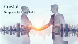  Presentation with partners - Cool new PPT theme with unity 3d - partners agreement handshake backdrop and a sky blue colored foreground