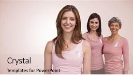  Presentation with breast cancer awareness - Colorful presentation enhanced with unity 3d - smiling women in pink outfits backdrop and a lemonade colored foreground