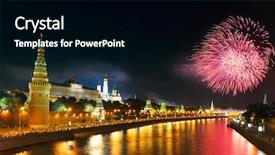  Presentation with fireworks - PPT theme enhanced with unity church - fireworks over moscow kremlin background and a black colored foreground